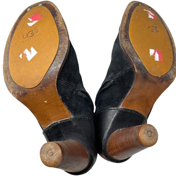 UGG Black and Cream Heeled Boots - Picture 10 of 11